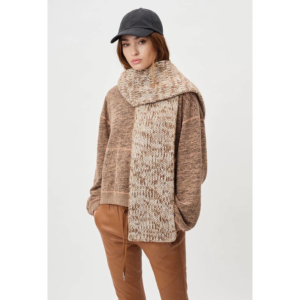 John Elliott Marled Mix Yarn Wool Blend Scarf - Ivory/Brown - Picture 4 of 8